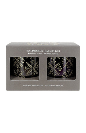 Coffret de 2 bougies parfumées - Bois précieux & Baies d'hiver - 2 x 12h