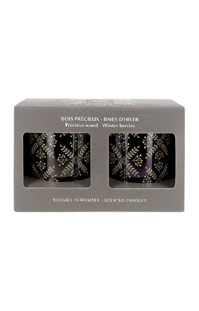 Coffret de 2 bougies parfumées - Bois précieux & Baies d'hiver - 2 x 12h