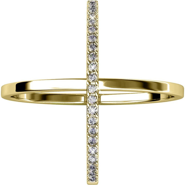 Bague X Duo - Cristal blanc - Laiton plaqué or 18 k