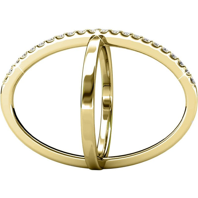 Bague X Duo - Cristal blanc - Laiton plaqué or 18 k