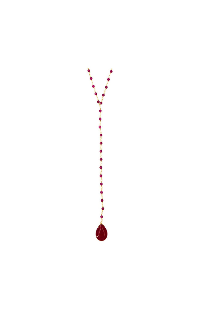 Collier Rosie - Laiton doré & jade rouge