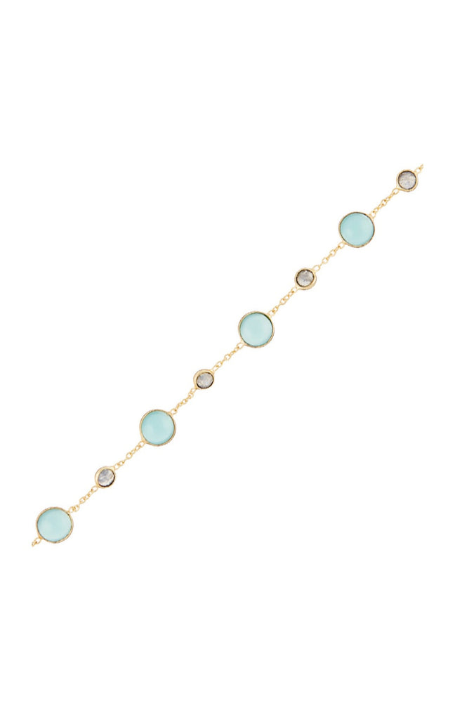Bracelet Neela - Laiton doré & aqua calci & labradorite