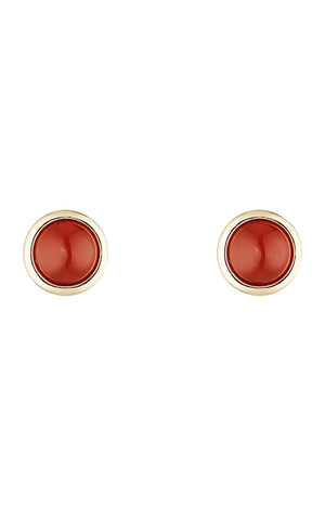 Boucles d'oreilles Lou - Laiton doré & agate rouge