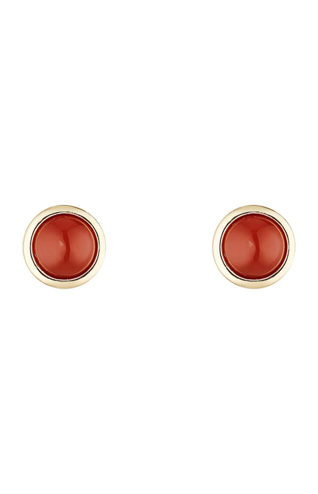 Boucles d'oreilles Lou - Laiton doré & agate rouge