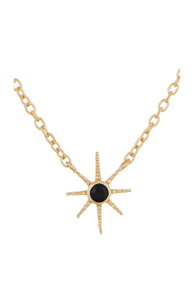 Collier Etoile - Laiton doré & spinelle noire