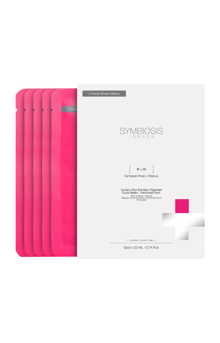 Masques en tissu apaisants - Bambou, rose de Damas & hibiscus - Visage - 5 unités