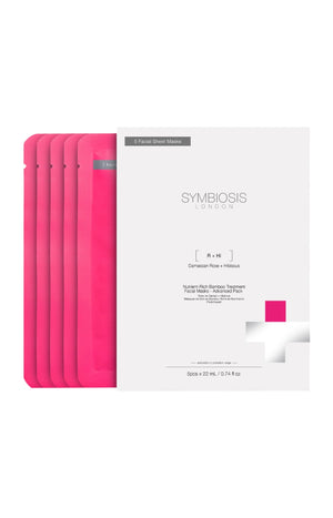 Masques en tissu apaisants - Bambou, rose de Damas & hibiscus - Visage - 5 unités