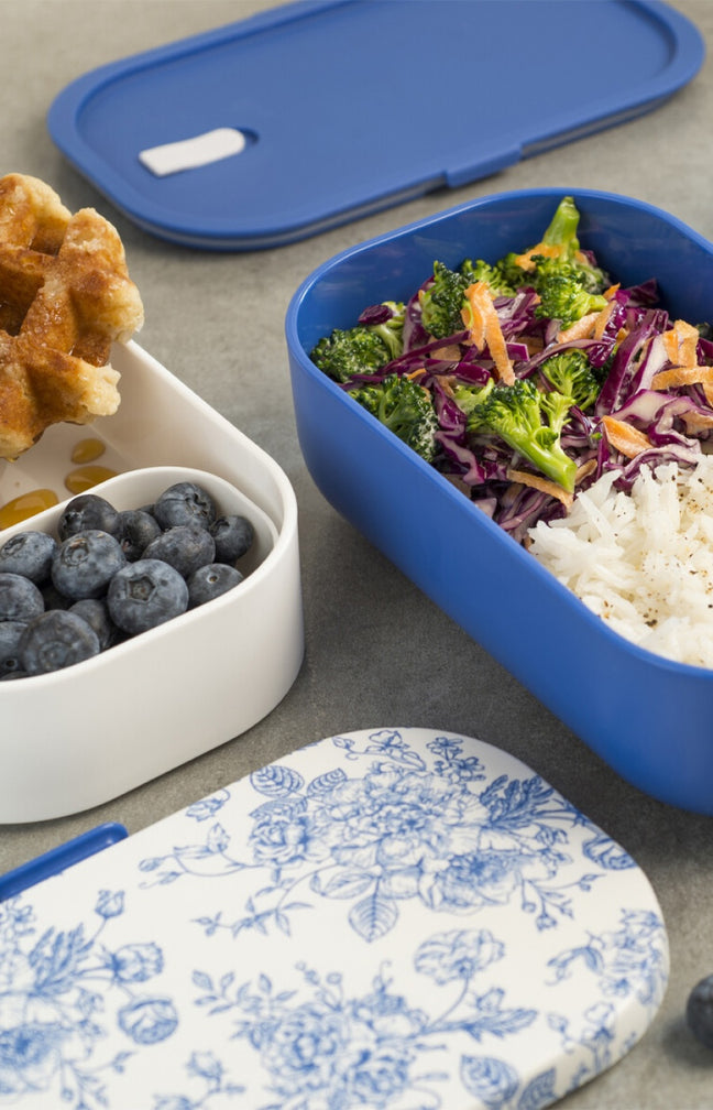 Lunch box - 2 étages - Toile de Jouy - Bleu - 1,2 L