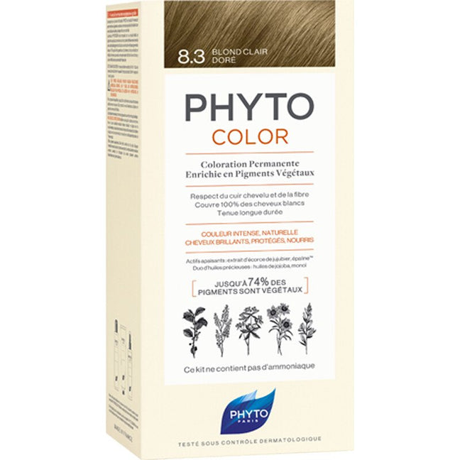 Kit coloration permanente - Phytocolor - 8.3 Blond clair doré