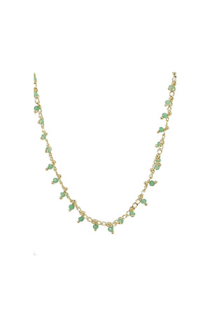 Collier Linn - Laiton doré & agate verte