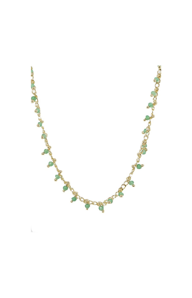 Collier Linn - Laiton doré & agate verte