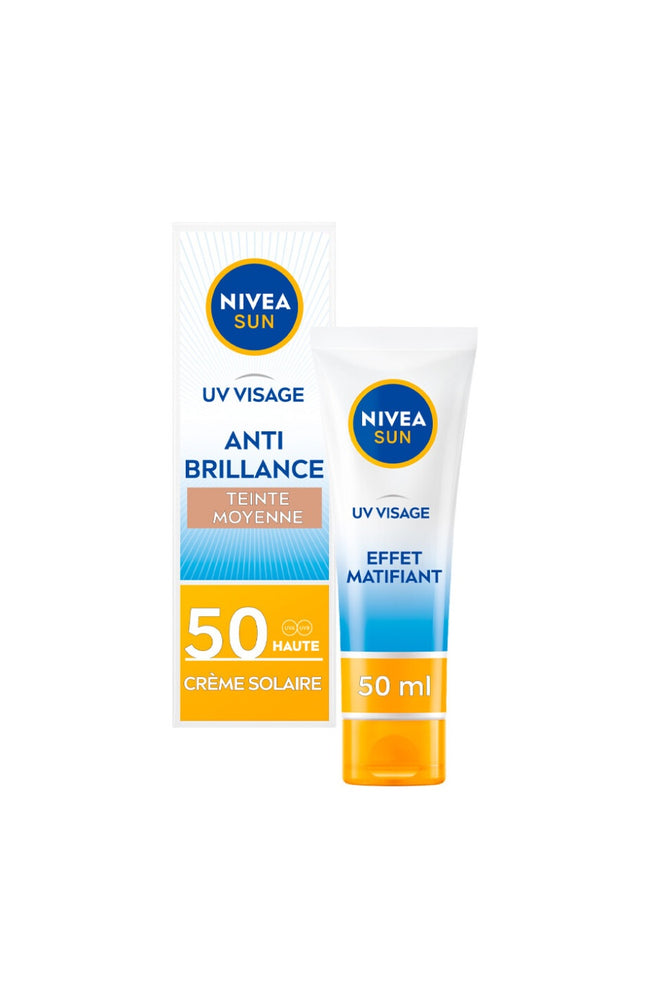 Crème anti-brillance teintée SPF 50 - Visage - Teinte moyenne - 50 ml