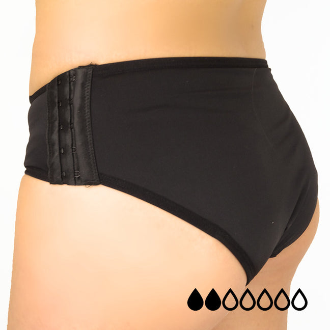 Culotte menstruelle avec agrafes - Silvia - Flux légers - Noir - Noir