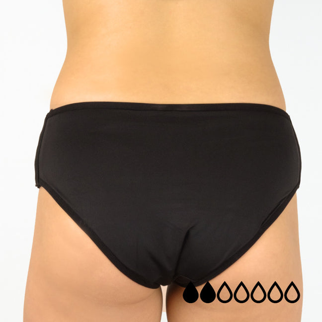 Culotte menstruelle avec agrafes - Silvia - Flux légers - Noir - Noir