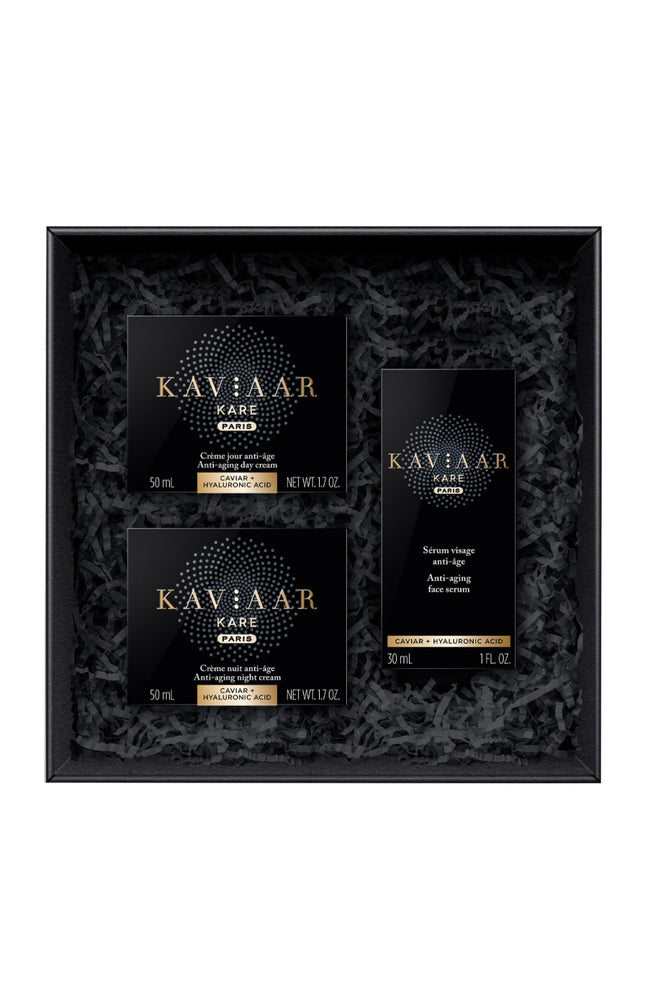 Coffret anti-âge complet édition Luxe - Caviar & acide hyaluronique - Jour & nuit - 3 soins