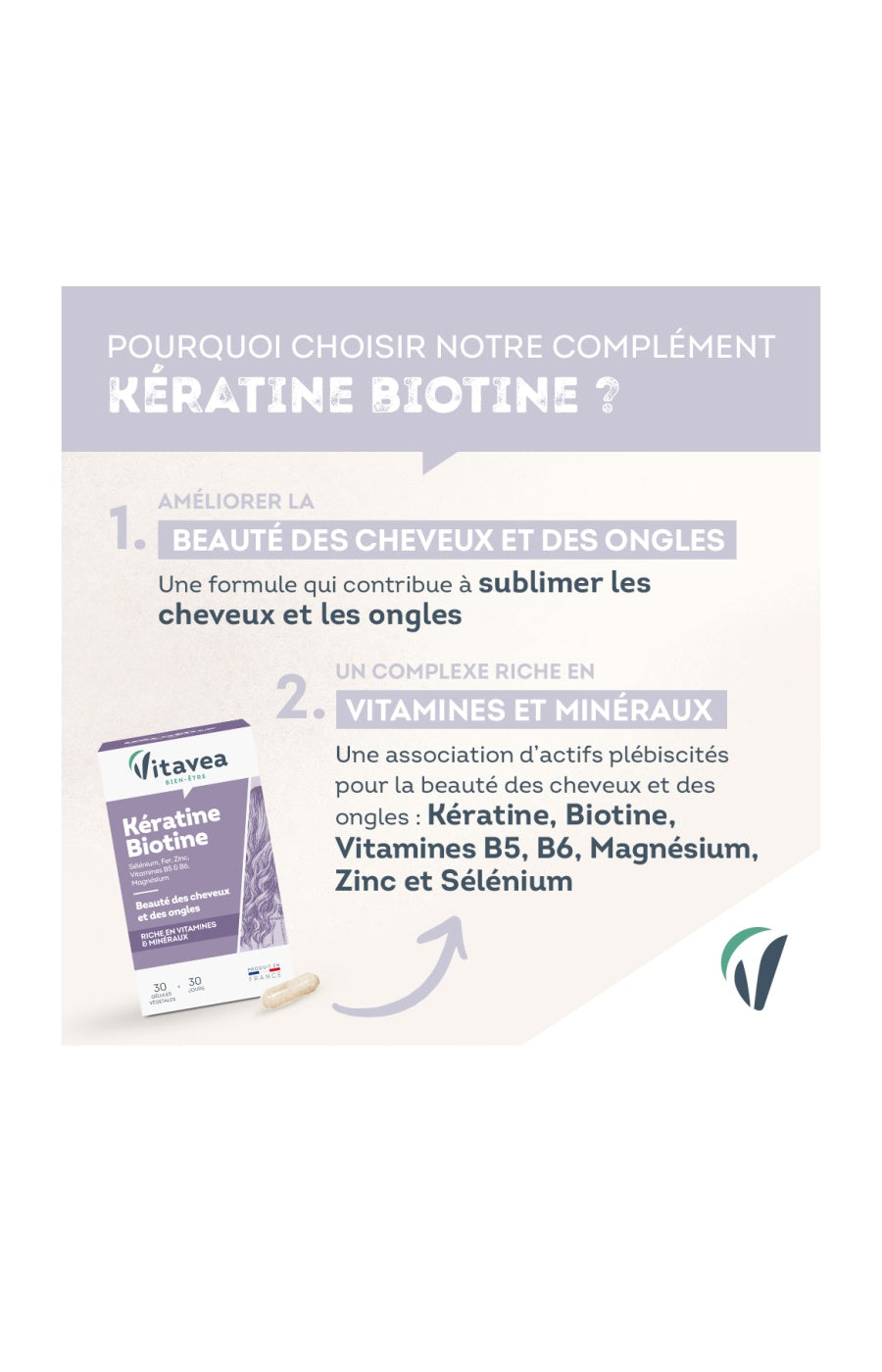 Cure beauté des cheveux & ongles - Kératine & biotine - 1 mois