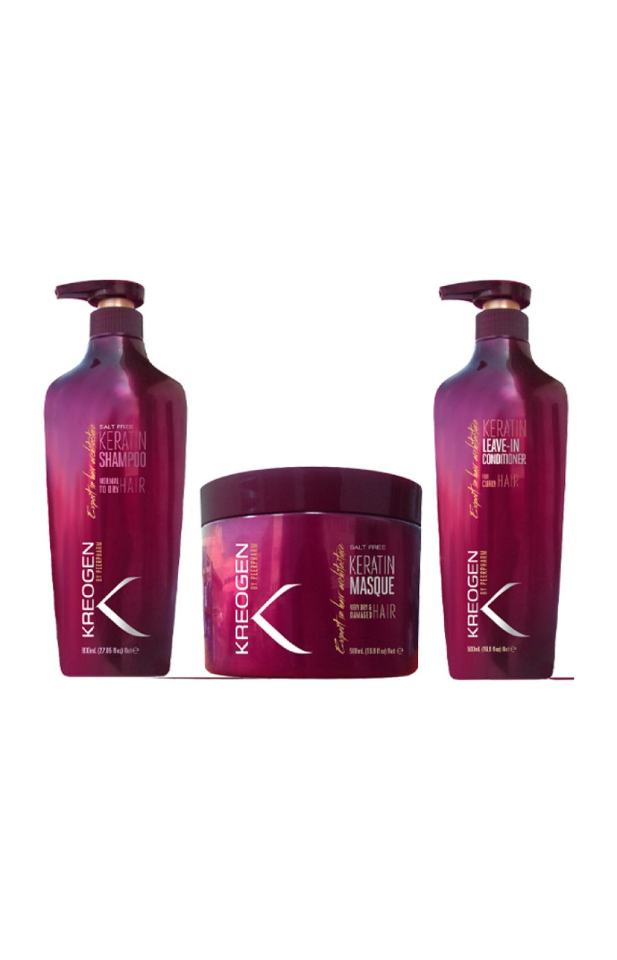 Trio réparateur - Shampoing, masque & crème de soin sans rinçage - Kératine