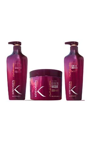 Trio réparateur - Shampoing, masque & crème de soin sans rinçage - Kératine