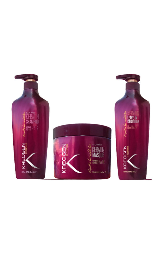 Trio réparateur - Shampoing, masque & crème de soin sans rinçage - Kératine