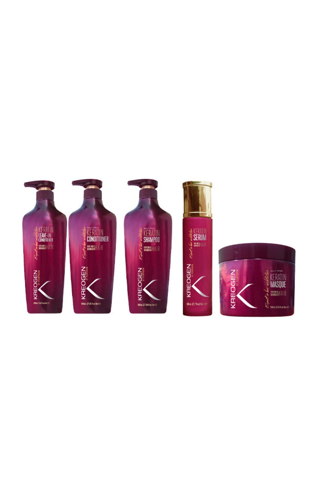 Routine réparatrice - Shampoing, après-shampoing, masque, crème de soin, & sérum - Kératine - Cheveux secs & abîmés