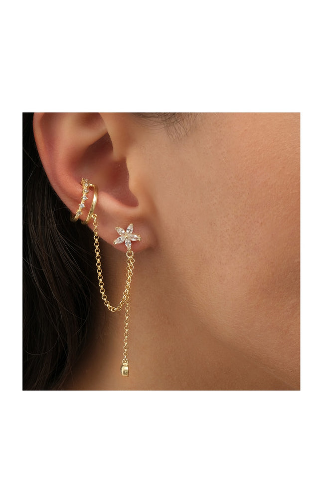Boucles d'oreilles chaîne - Argent 925/000 plaqué or & zircons