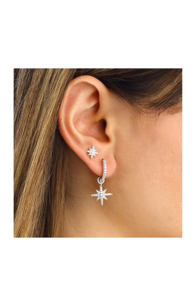 Duo de boucles d'oreilles étoiles - Argent 925/000 & zircons