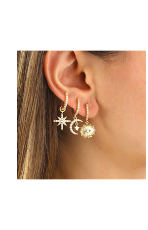 Set de 3 boucles d'oreilles - Argent 925/000 plaqué or & zircons