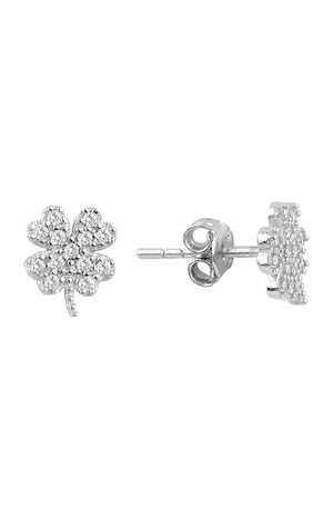 Boucles d'oreilles trèfles - Argent 925/000 & zirconiums