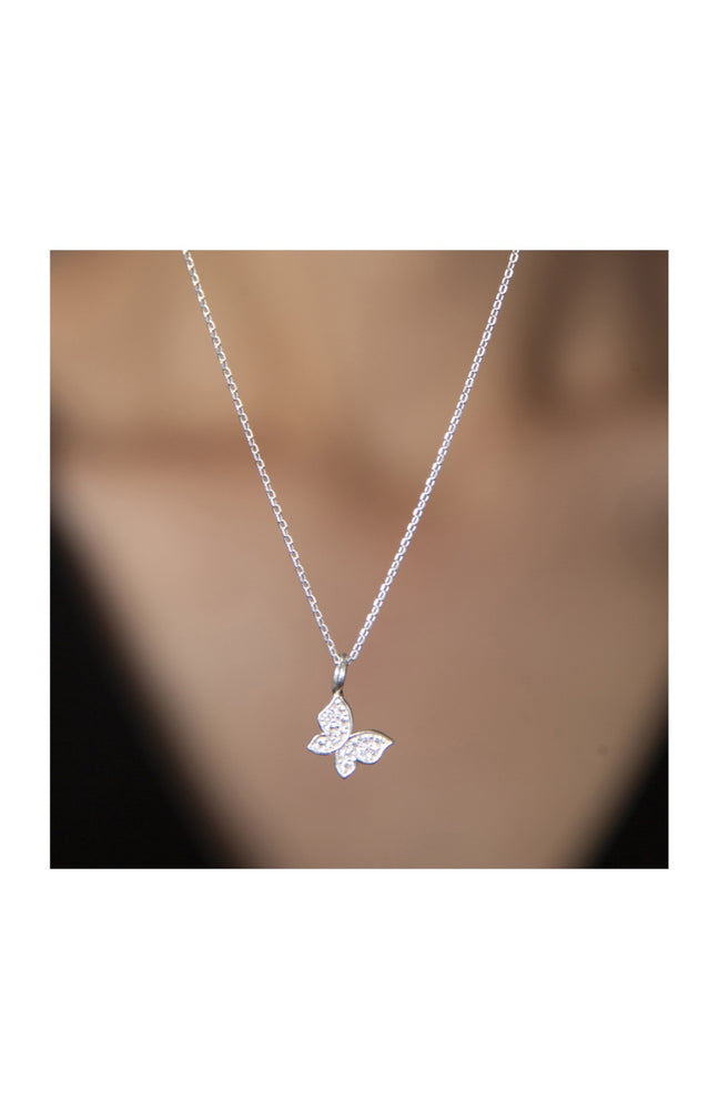 Collier papillon - Argent 925/000 & zircons