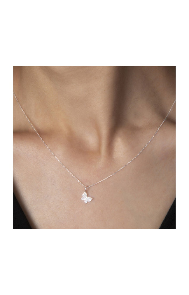 Collier papillon - Argent 925/000 & zircons