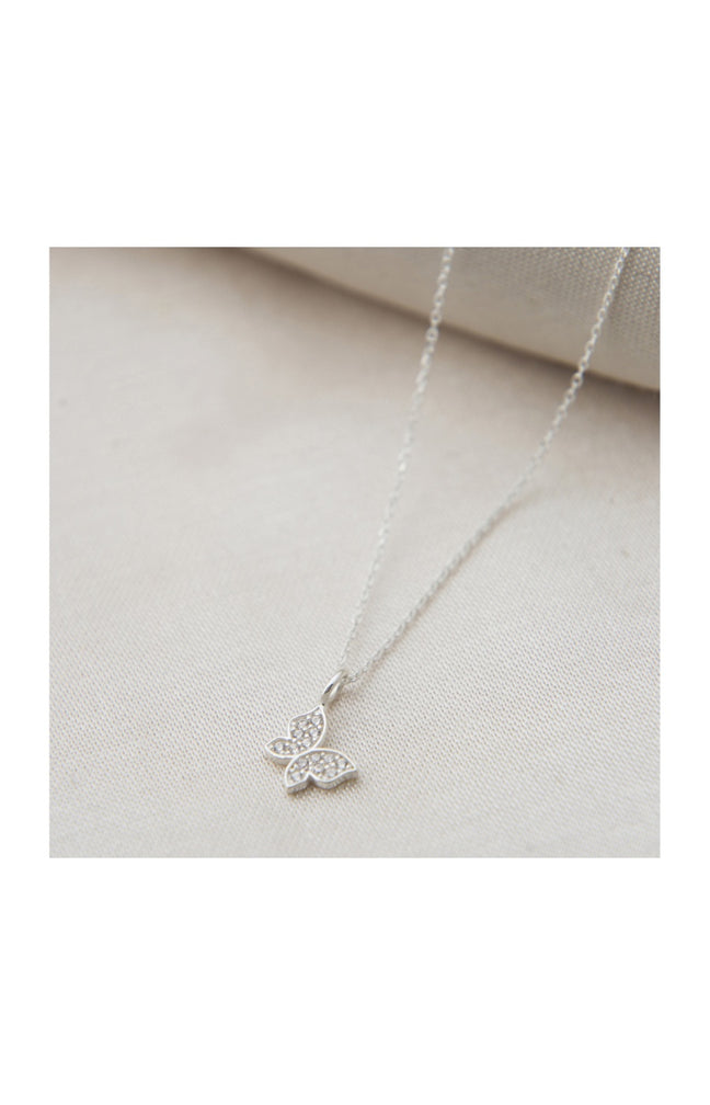 Collier papillon - Argent 925/000 & zircons