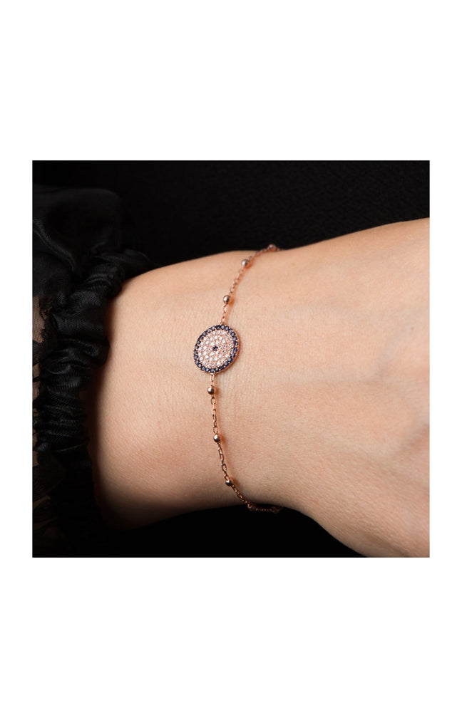 Bracelet - Argent 925/000 plaqué or rose & zircons