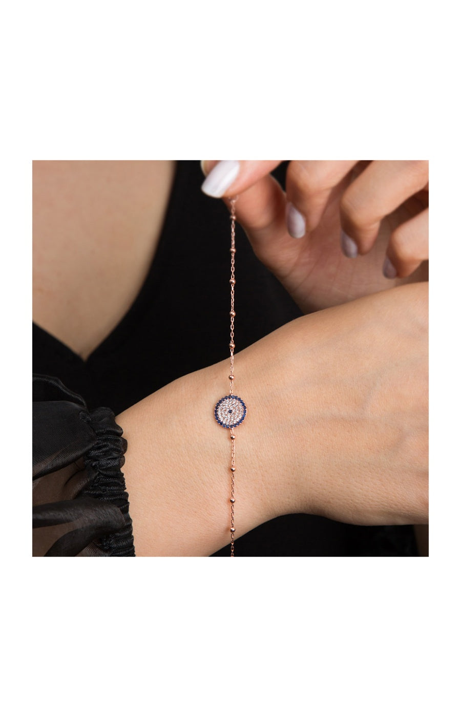 Bracelet - Argent 925/000 plaqué or rose & zircons