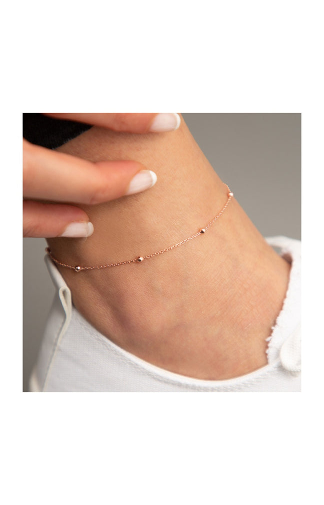 Bracelet de cheville - Argent  925/000 plaqué or rose & zircons