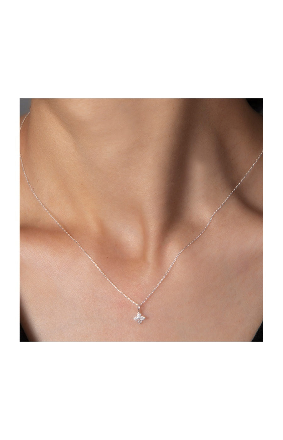 Collier pendentif - Argent 925/000 & zircons
