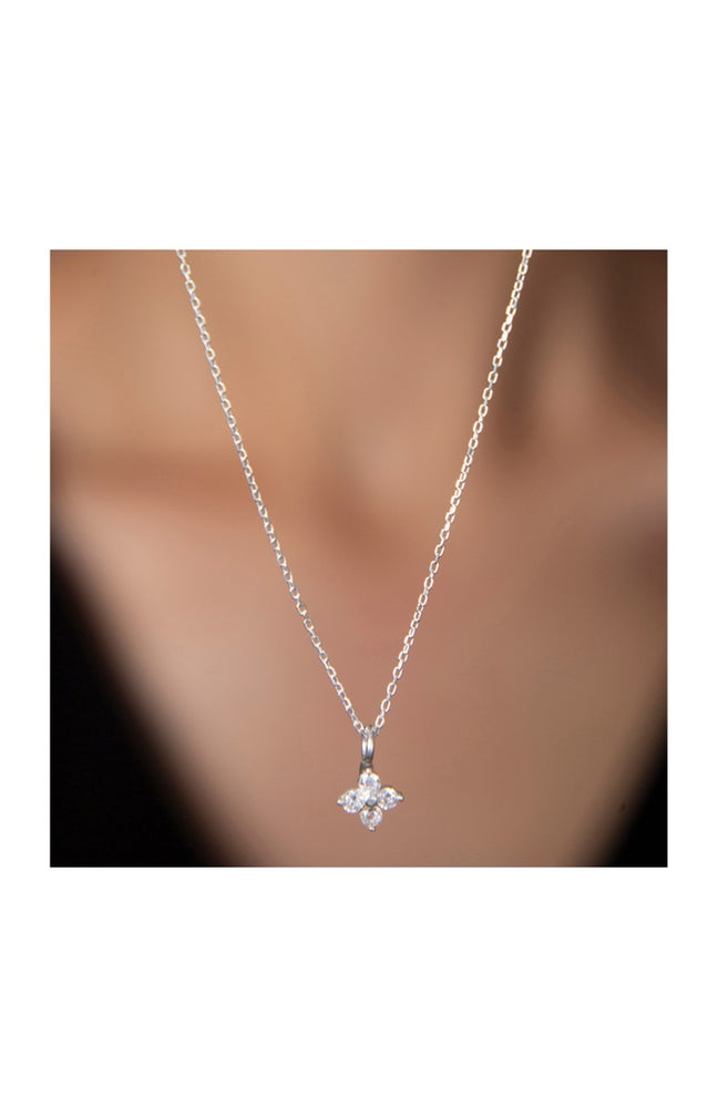 Collier pendentif - Argent 925/000 & zircons