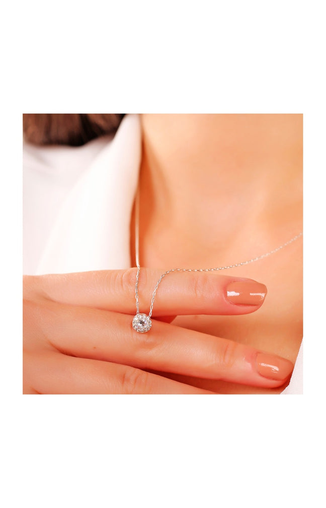 Collier pendentif - Argent 925/000 & zircon