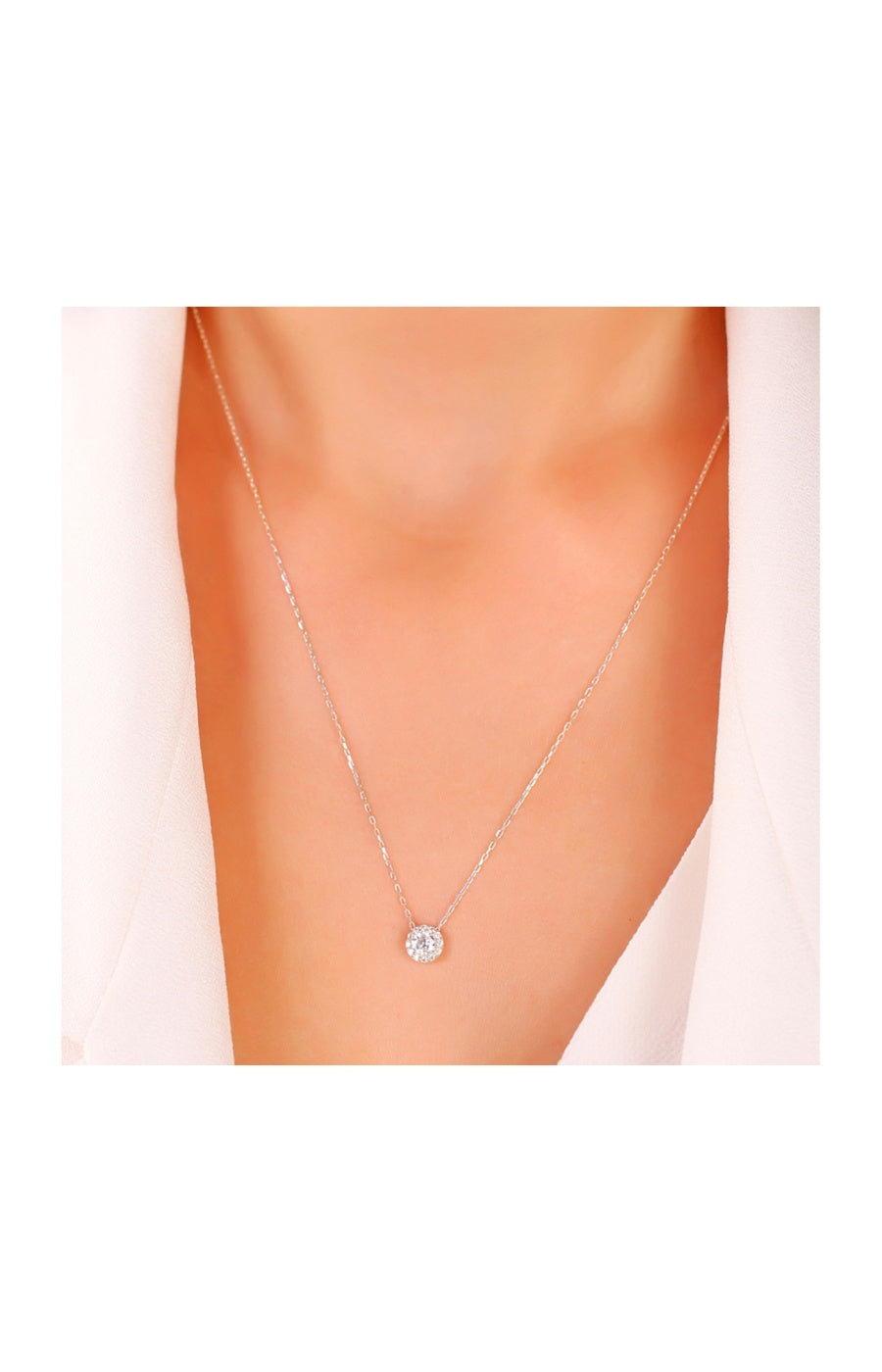 Collier pendentif - Argent 925/000 & zircon