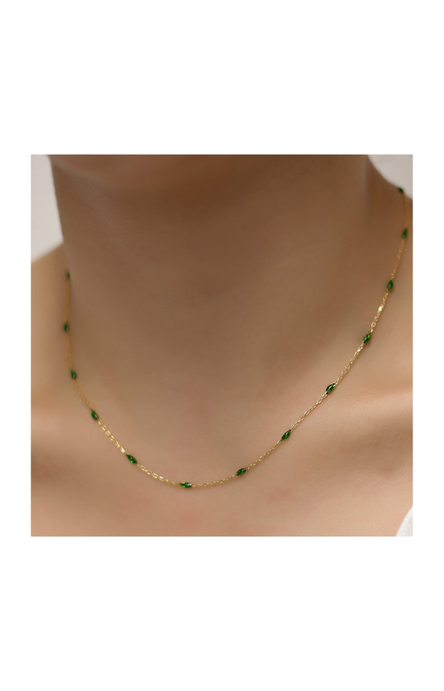 Collier - Argent 925/000 plaqué or & émail