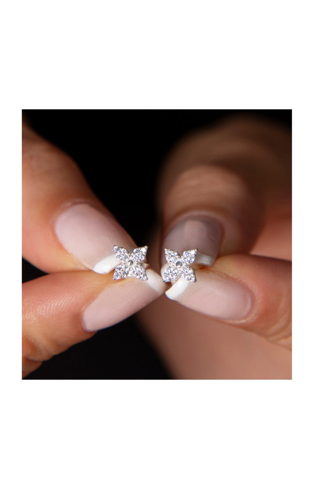Boucles d'oreilles fleurs - Argent 925/000 & zircons