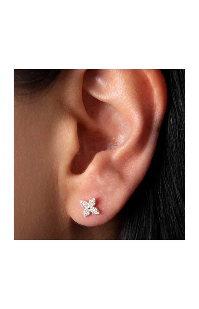 Boucles d'oreilles fleurs - Argent 925/000 & zircons
