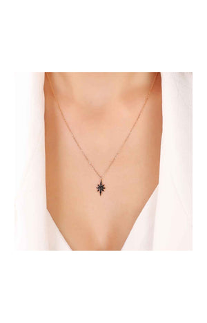 Collier - Argent 925/000 plaqué or rose & onyx noir