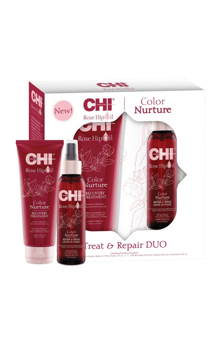 Coffret réparateur à l’huile de rose musquée - Cheveux colorés - 2 soins