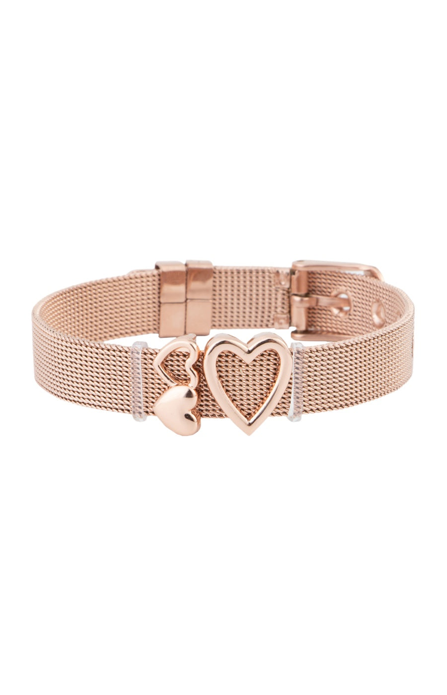 Bracelet coeurs - Acier inoxydable - Plaqué or rose