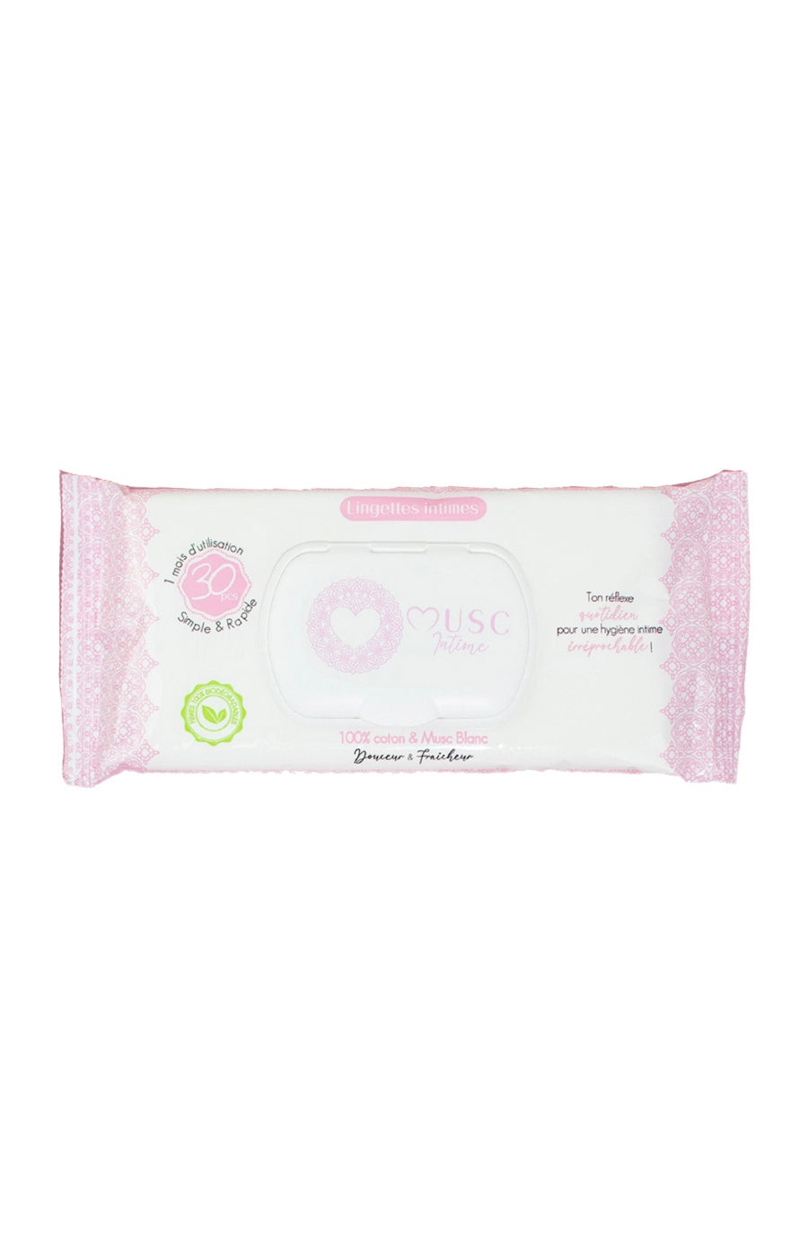 Lingettes intimes - L'Irrésistible - Musc blanc - 30 unités