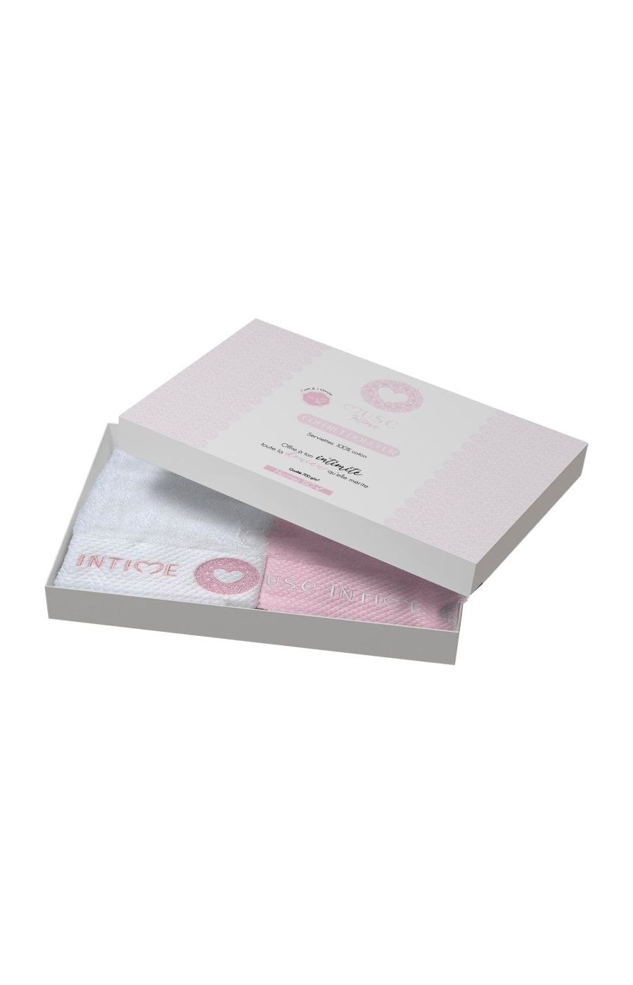 Coffret de serviettes intimes - Rose & blanc - 2 unités