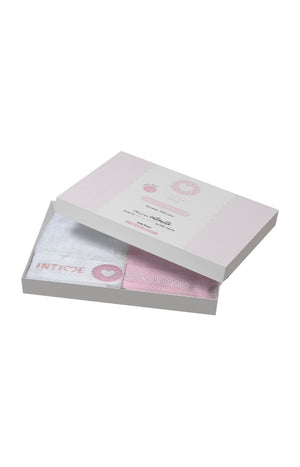 Coffret de serviettes intimes - Rose & blanc - 2 unités