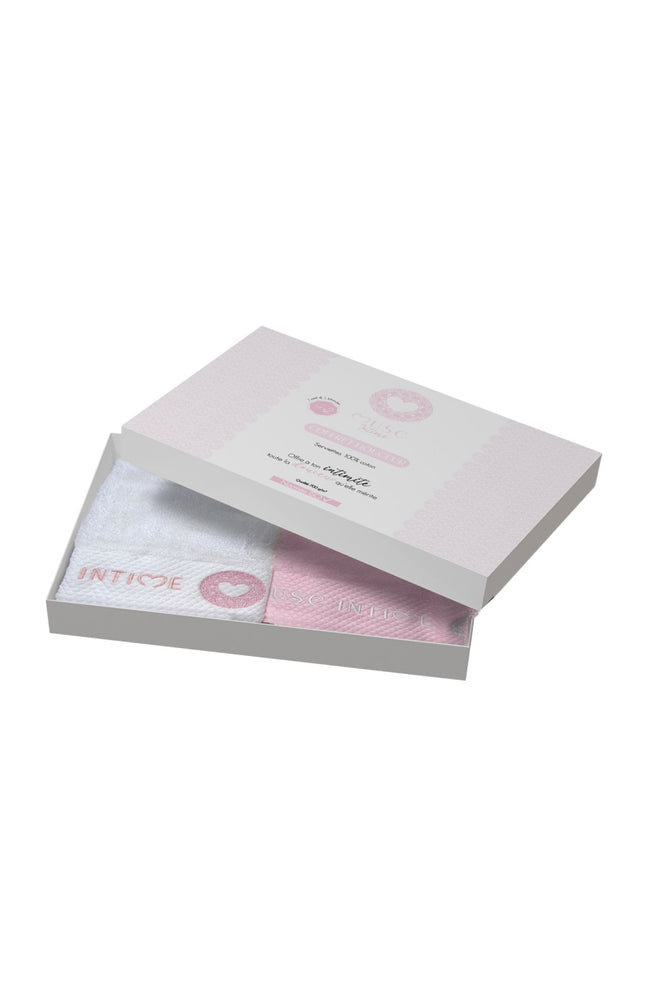 Coffret de serviettes intimes - Rose & blanc - 2 unités