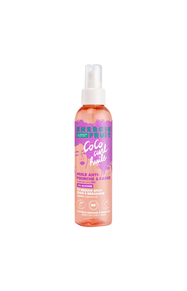 Huile anti-fourche - Huile de coco bio - Cheveux ondulés à bouclés - 150 ml