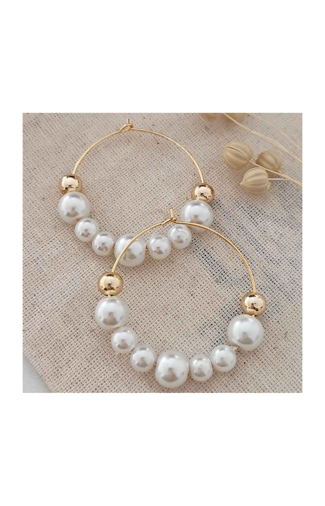 Boucles d'oreilles - Laiton plaqué or & perles synthétiques